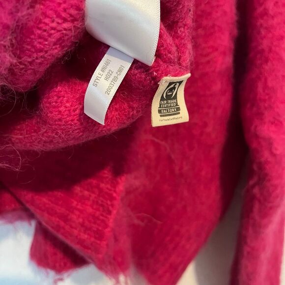 Madewell Heather Fuchsia Brushed Knit Crop Cardigan Sweater Women's Size Large - Picture 7 of 7